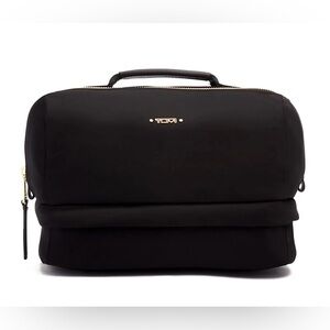 Tumi Voyageur Selma Cosmetic Case Toiletry Bag in black gold